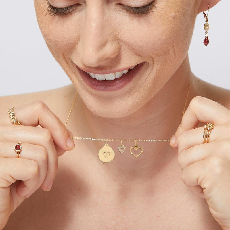 Stamped Heart Charm Jewelry Helen Ficalora 14k Yellow Gold For Necklace And Bracelet