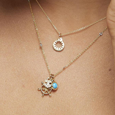 Helen Ficalora Cabochon Gold Turquoise Stone Pendant