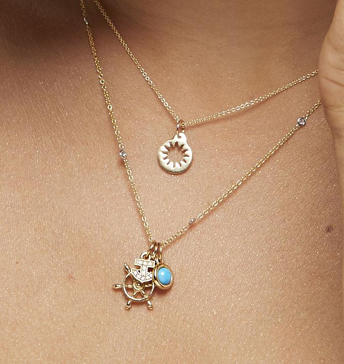 Helen Ficalora Cabochon Gold Turquoise Stone Pendant