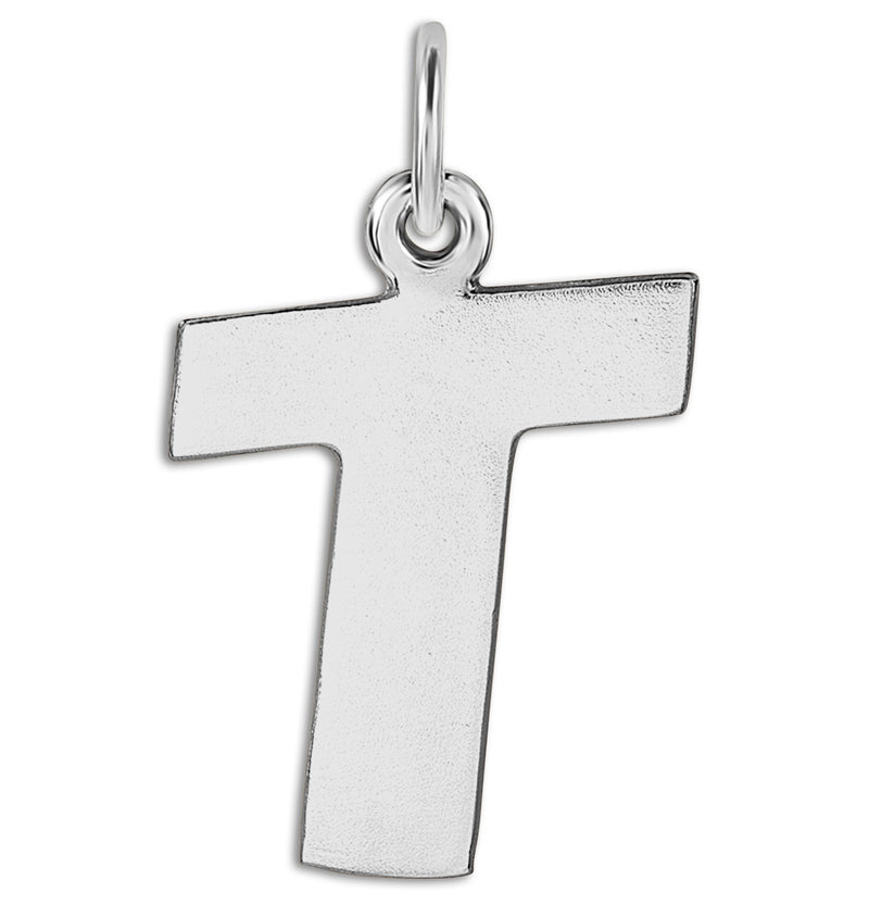 "T" Cutout Letter Charm Sterling Silver Jewelry For Necklaces And Bracelets From Helen Ficalora Every Letter And Initial Available