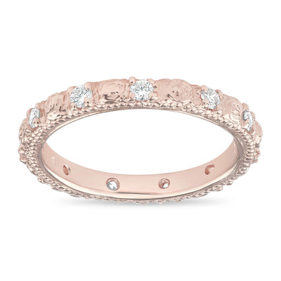 Helen Ficalora Rose Flower Diamond Ring in 14k Rose Gold 