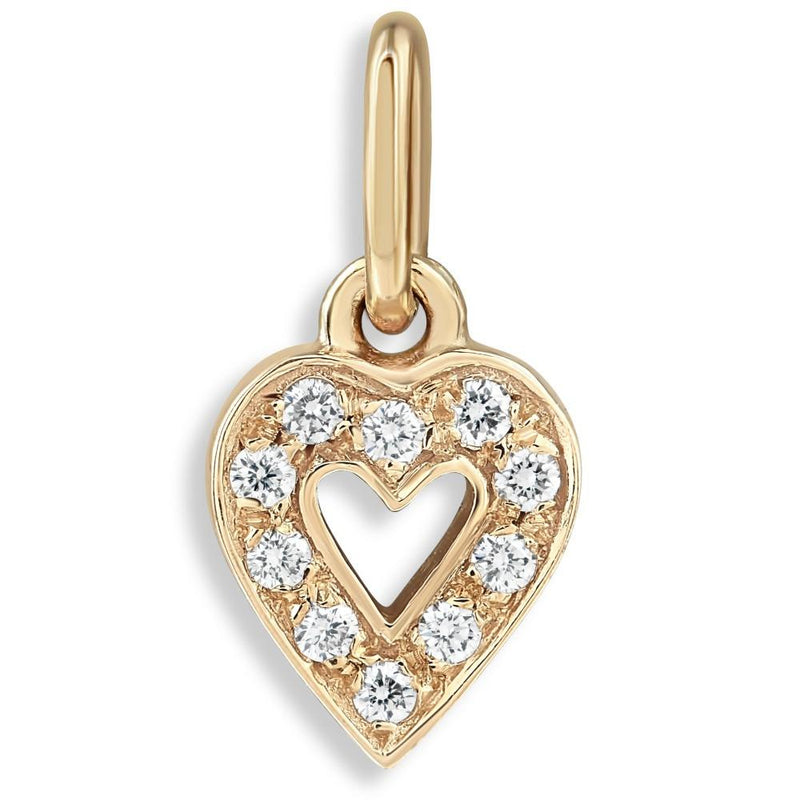 Helen Ficalora 14K Gold Tiny Pavé Diamond Heart Pendant