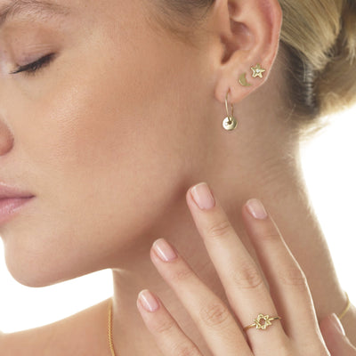 Crescent Moon Stud Earrings Jewelry Helen Ficalora 14k Yellow Gold