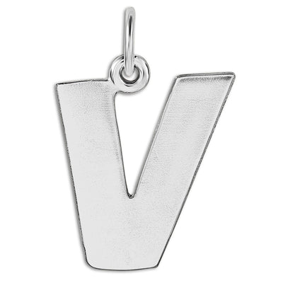 "V" Cutout Letter Charm Sterling Silver Jewelry For Necklaces And Bracelets From Helen Ficalora Every Letter And Initial Available