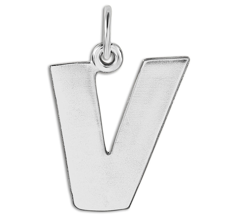"V" Cutout Letter Charm Sterling Silver Jewelry For Necklaces And Bracelets From Helen Ficalora Every Letter And Initial Available