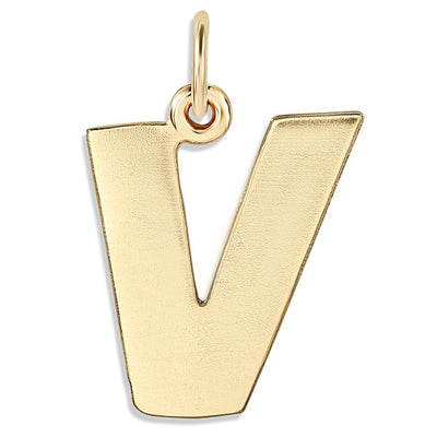 "V" Cutout Letter Charm 14k Yellow Gold Jewelry For Necklaces And Bracelets From Helen Ficalora Every Letter And Initial Available