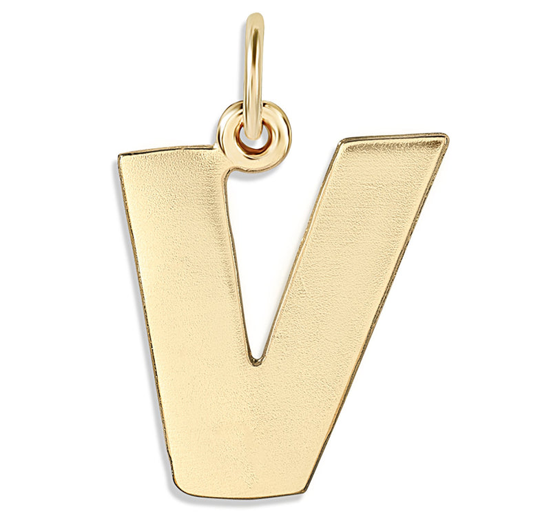 "V" Cutout Letter Charm 14k Yellow Gold Jewelry For Necklaces And Bracelets From Helen Ficalora Every Letter And Initial Available