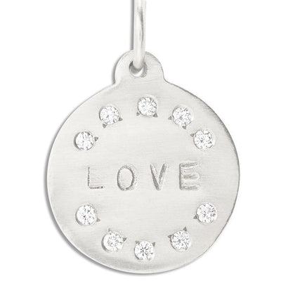 "Love" Disk Charm Pavé Diamonds Jewelry Helen Ficalora 14k White Gold For Necklaces And Bracelets