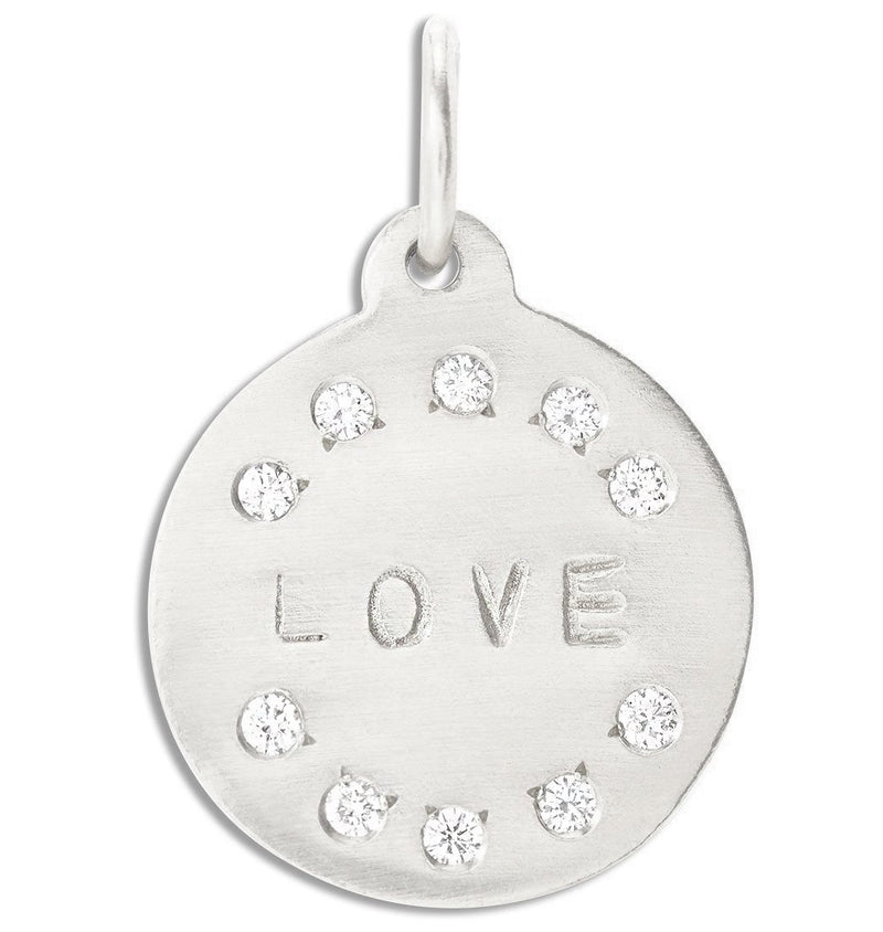 "Love" Disk Charm Pavé Diamonds Jewelry Helen Ficalora 14k White Gold For Necklaces And Bracelets