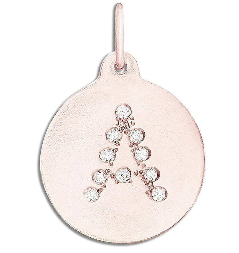 "A" Alphabet Charm 14k Rose Gold Pavé Diamond Jewelry For Necklaces And Bracelets From Helen Ficalora Every Letter And Initial Available