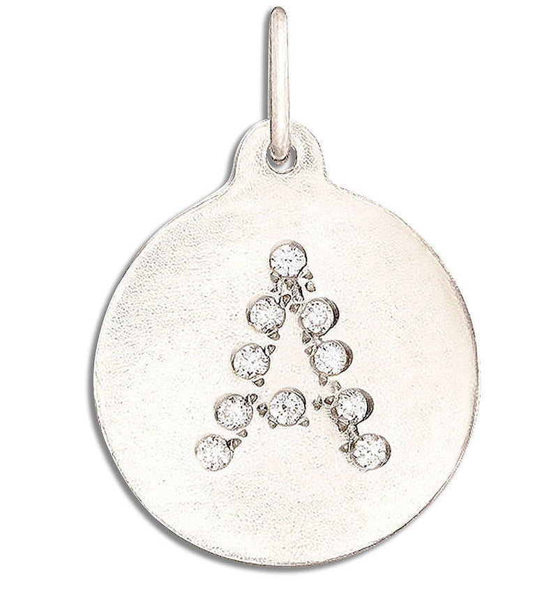"A" Alphabet Charm 14k White Gold Pavé Diamond Jewelry For Necklaces And Bracelets From Helen Ficalora Every Letter And Initial Available