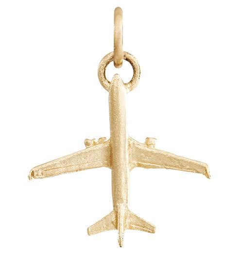 Airplane Mini Charm for Necklaces and Bracelets 14K Yellow Gold by Helen Ficalora