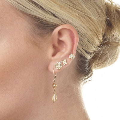 Pansy Stud Earrings With Diamond Jewelry Helen Ficalora 14k Yellow Gold