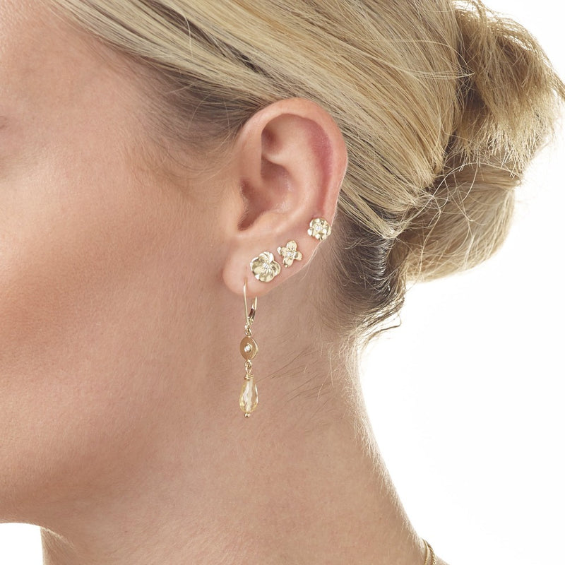 Dogwood Stud Earrings With Diamond Jewelry Helen Ficalora 14k Yellow Gold