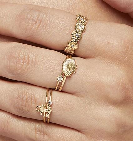 Helen Ficalora Stackable Small Diamond Ring - 14k Yellow Gold