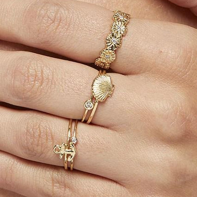 Helen Ficalora Stackable Small Diamond Ring - 14k Yellow Gold