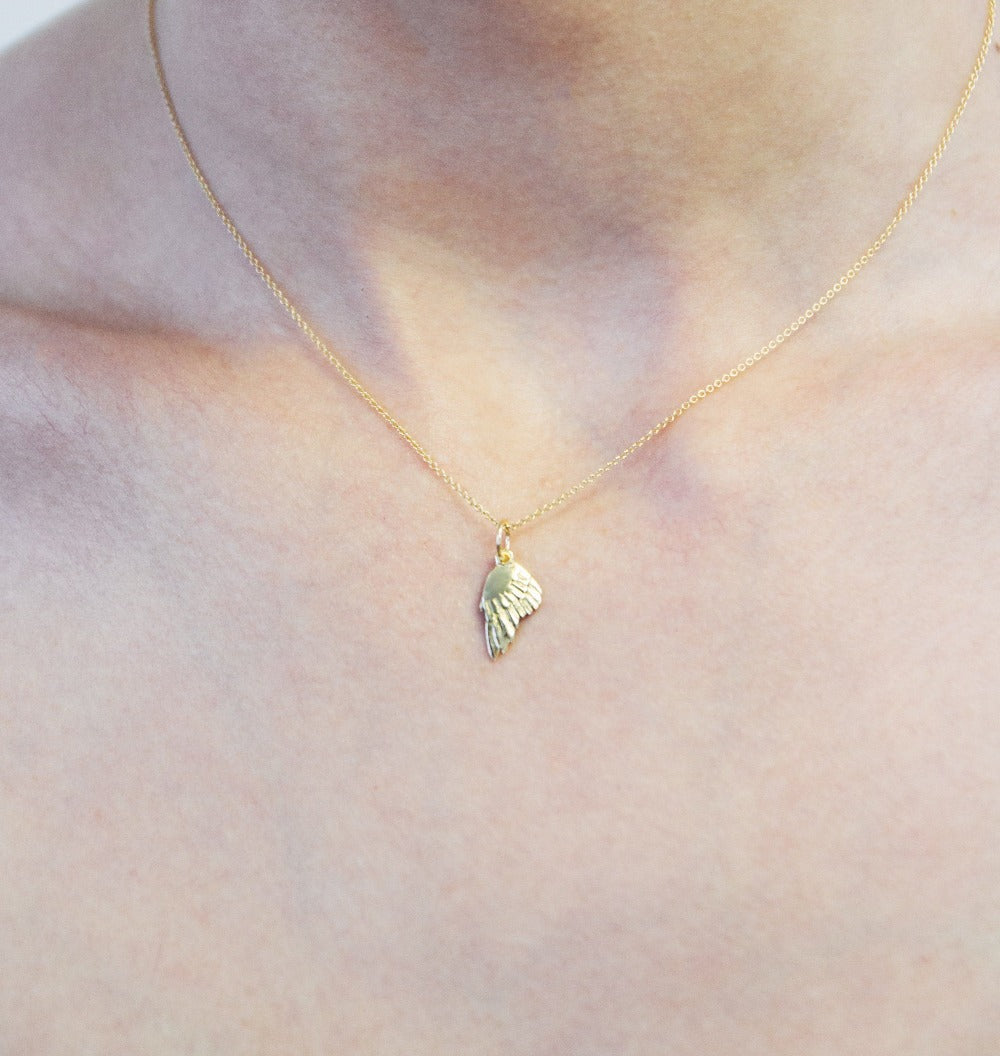 Nisha Halo Jewellery — Gold Vermeil Angel Wing Pendant Necklace