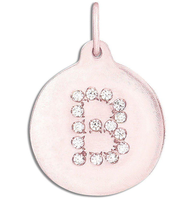 "B" Alphabet Charm 14k Rose Gold Pavé Diamonds Jewelry For Necklaces And Bracelets From Helen Ficalora Every Letter And Initial Available