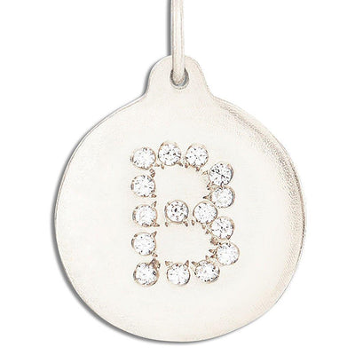 "B" Alphabet Charm 14k White Gold Pavé Diamonds Jewelry For Necklaces And Bracelets From Helen Ficalora Every Letter And Initial Available