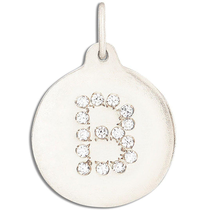 "B" Alphabet Charm 14k White Gold Pavé Diamonds Jewelry For Necklaces And Bracelets From Helen Ficalora Every Letter And Initial Available