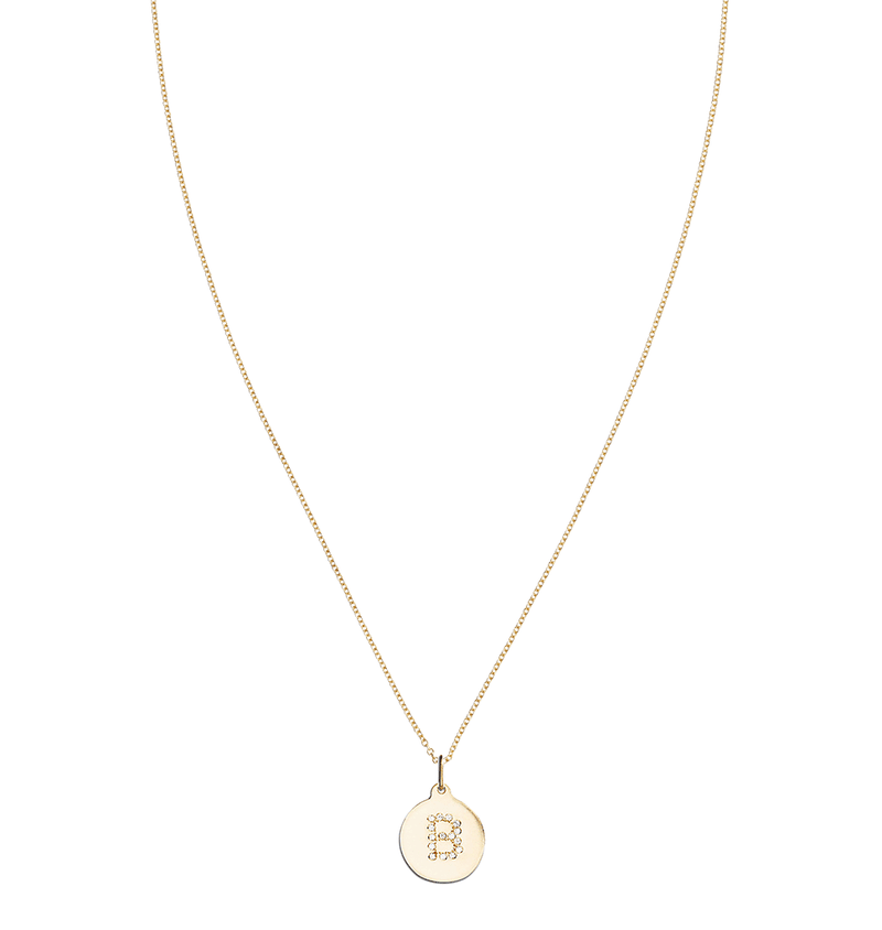 "B" Alphabet Charm 14k Yellow Gold Pavé Diamonds Jewelry For Necklaces And Bracelets From Helen Ficalora Every Letter And Initial Available