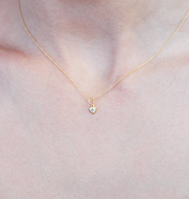 Baby Puffy Heart Charm with Diamond Jewelry Helen Ficalora 