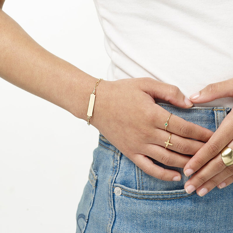 Helen Ficalora 14K Solid Gold Bar Name Bracelet