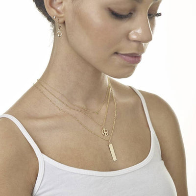 Bar Charm With Diamond Name Engraved In Letters For Necklaces And Bracelets 14k Yellow Gold