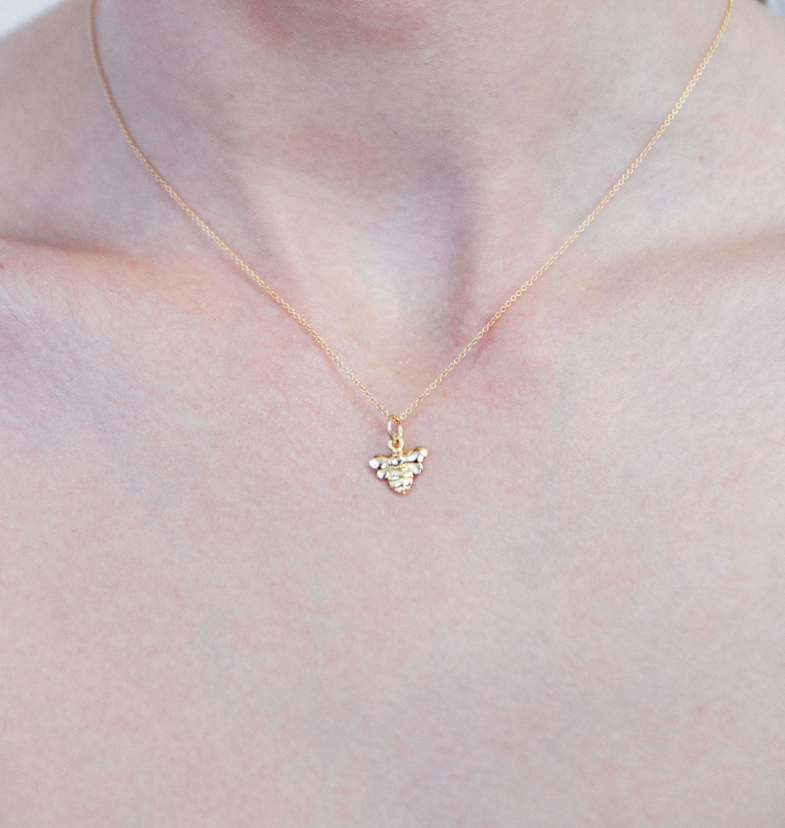 Tiny Bee Necklace Dainty Honey Bee Jewelry Available in Tiny Bee Necklace Dainty Honey Bee Jewelry Available in