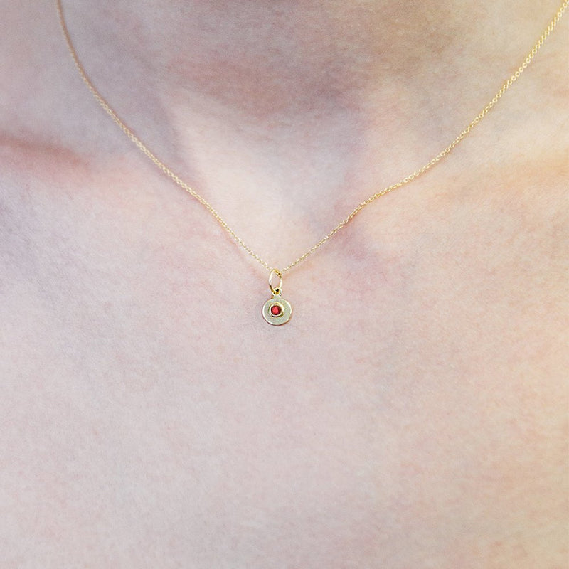 Birth Jewel Mini Disk Charm With Ruby Jewelry Helen Ficalora 14k Yellow Gold For Necklaces And Bracelets