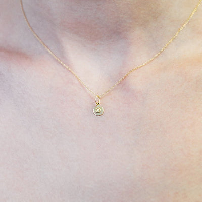 August Birthstone Peridot Disc Pendant in 14K Gold - Helen Ficalora