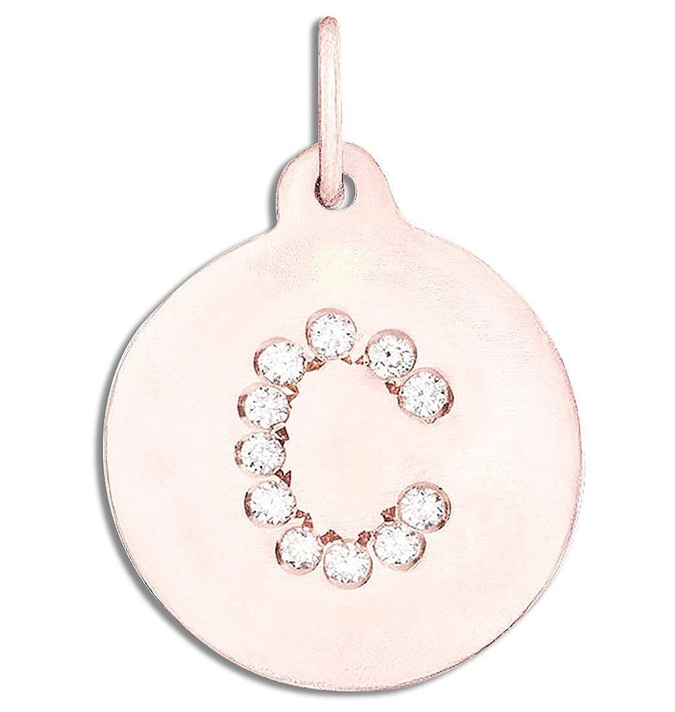 "C" Alphabet Charm 14k Rose Gold Pavé Diamond Jewelry For Necklaces And Bracelets From Helen Ficalora Every Letter And Initial Available
