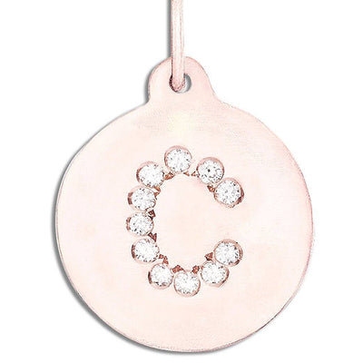 "C" Alphabet Charm 14k Rose Gold Pavé Diamond Jewelry For Necklaces And Bracelets From Helen Ficalora Every Letter And Initial Available