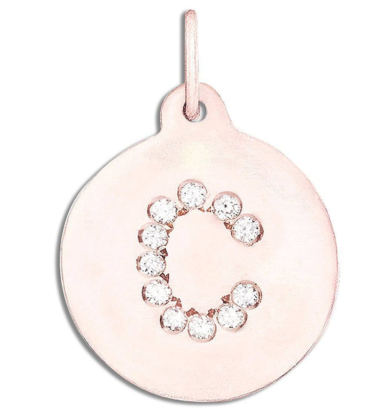 "C" Alphabet Charm 14k Rose Gold Pavé Diamond Jewelry For Necklaces And Bracelets From Helen Ficalora Every Letter And Initial Available