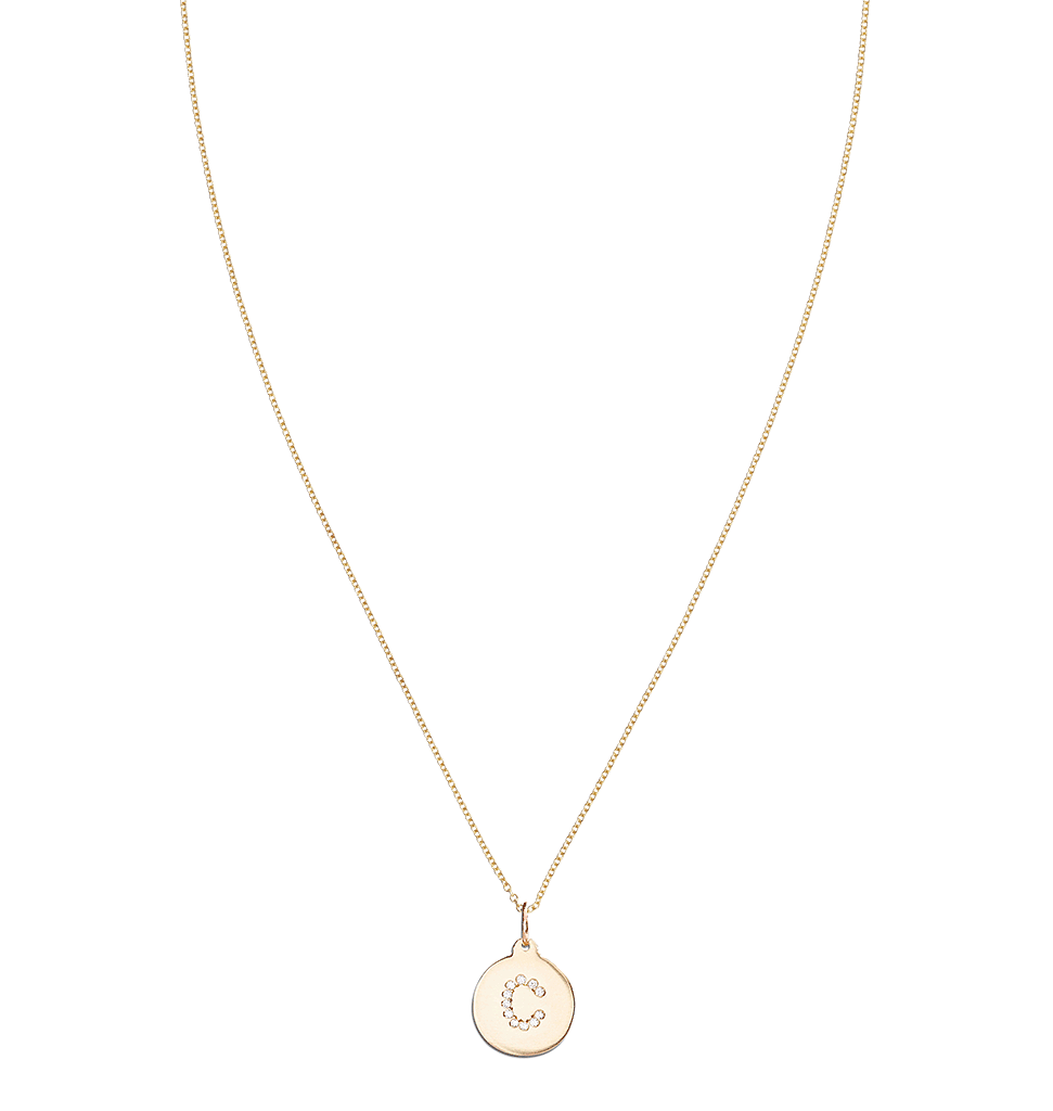 "C" Alphabet Charm 14k Yellow Gold Pavé Diamond Jewelry For Necklaces And Bracelets From Helen Ficalora Every Letter And Initial Available