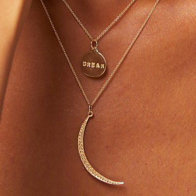 "Dream" Disk Charm Jewelry Helen Ficalora 14k Yellow Gold For Necklaces And Bracelets