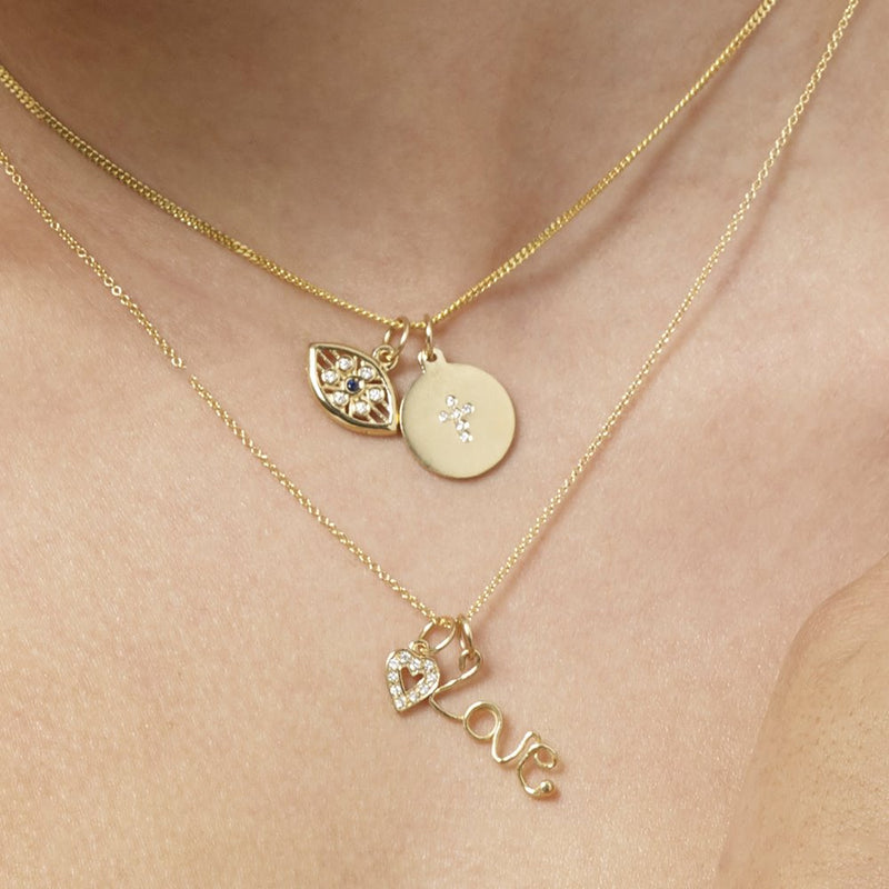 Cross Disk Charm Pavé Diamonds Jewelry Helen Ficalora 14k Pink Gold For Necklaces And Bracelets