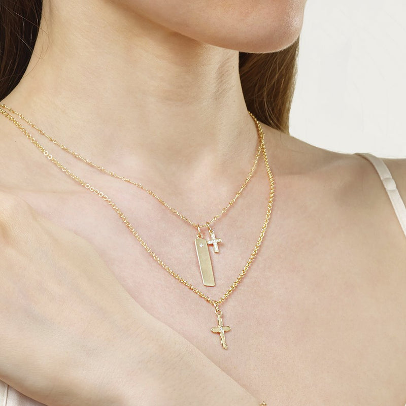 Cross Smushie Mini Charm With Diamond For Necklaces And Bracelets 14k Yellow Gold Helen Ficalora