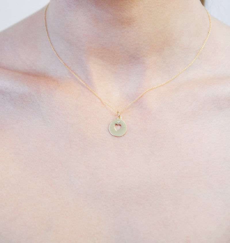 Gold Helen Ficalora Heart Charm With Diamonds for Necklaces or Bracelets