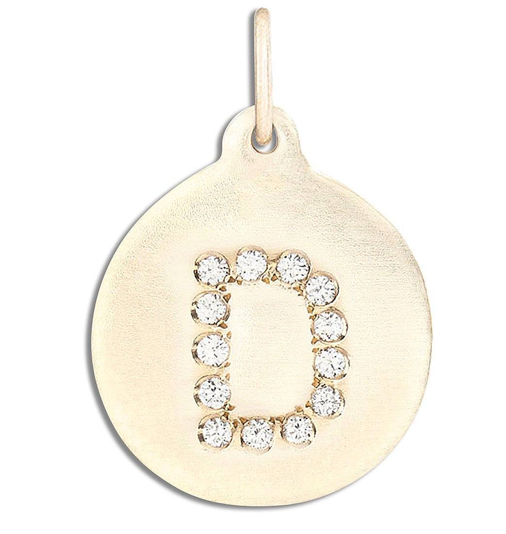 Letter Charm with Diamonds | Diamond Necklace Pendant with Initial 14K Yellow Gold by Helen Ficalora