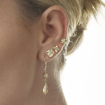 Helen Ficalora Gold Disc Citrine Dangle Earrings with Diamonds