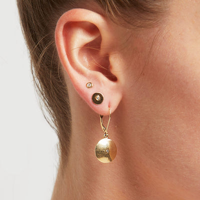 Domed Dangle Disk Earrings With Diamond Jewelry Helen Ficalora 14k Yellow Gold