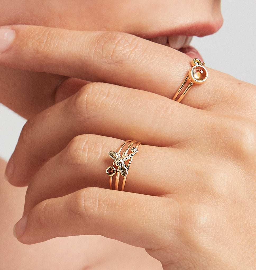 Dragonfly Stacking Ring Jewelry Helen Ficalora 14k Yellow Gold 6