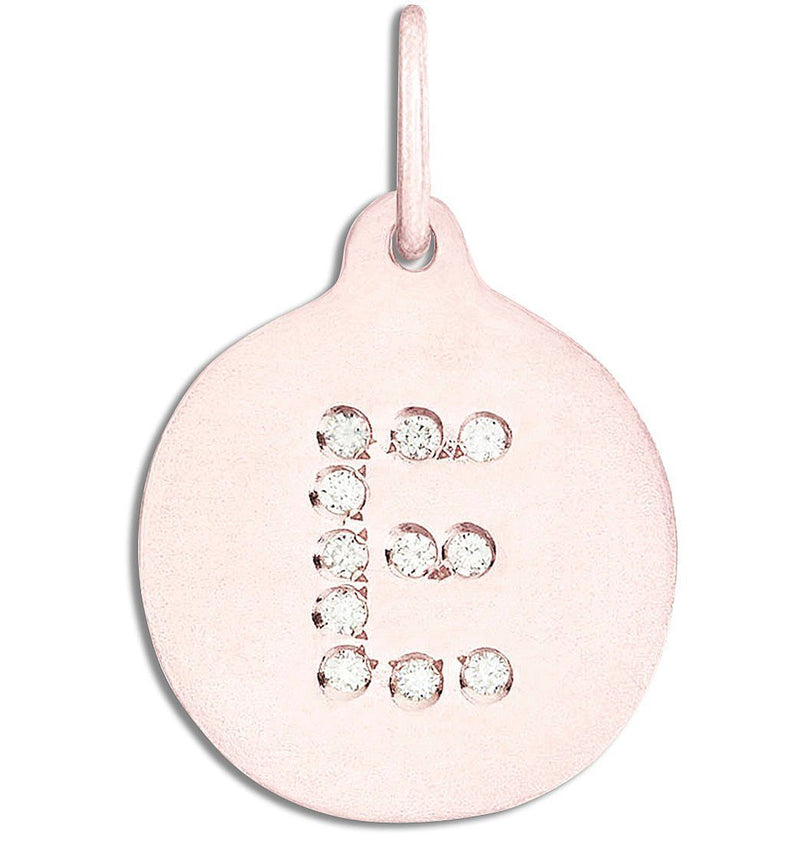 "E" Alphabet Charm 14k Rose Gold Pavé Diamond Jewelry For Necklaces And Bracelets From Helen Ficalora Every Letter And Initial Available