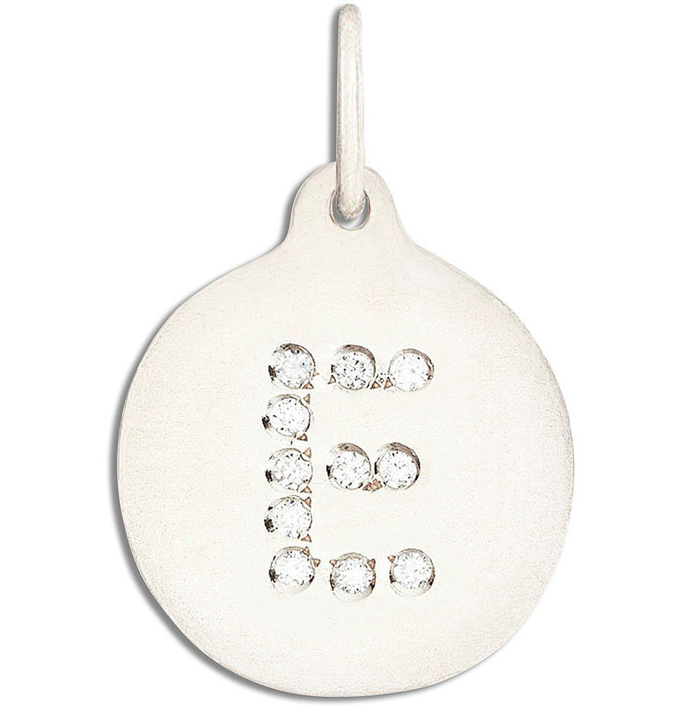 "E" Alphabet Charm 14k White Gold Pavé Diamond Jewelry For Necklaces And Bracelets From Helen Ficalora Every Letter And Initial Available