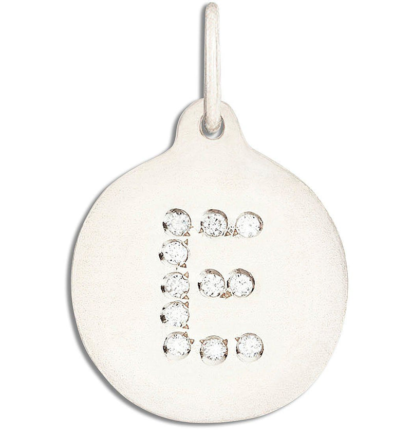 "E" Alphabet Charm 14k White Gold Pavé Diamond Jewelry For Necklaces And Bracelets From Helen Ficalora Every Letter And Initial Available