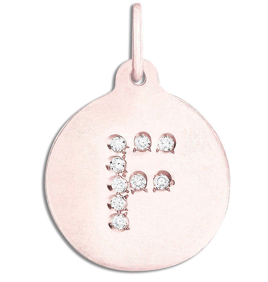 Letter Charm with Diamonds | Diamond Necklace Pendant with Initial 14K Pink Gold by Helen Ficalora