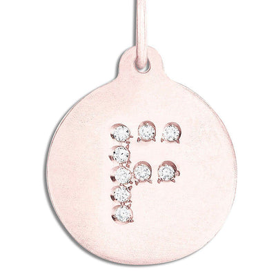 "F" Alphabet Charm Pavé Diamonds Jewelry Helen Ficalora 14k Pink Gold  For Necklaces And Bracelets