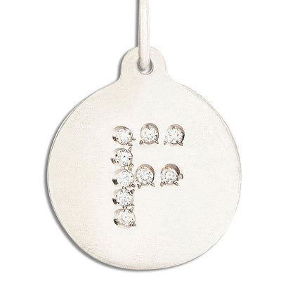 "F" Alphabet Charm Pavé Diamonds Jewelry Helen Ficalora 14k White Gold  For Necklaces And Bracelets