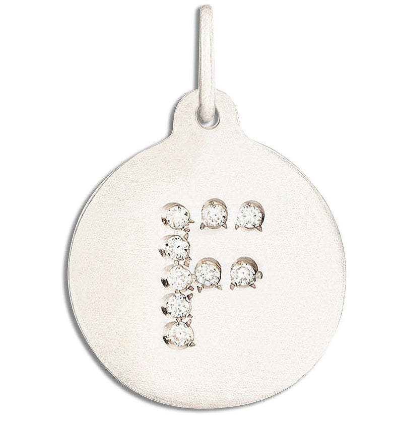"F" Alphabet Charm Pavé Diamonds Jewelry Helen Ficalora 14k White Gold  For Necklaces And Bracelets
